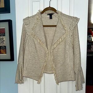 INC International Concepts Cream Blazer with Textured Knit